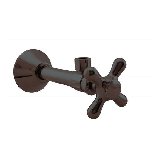 1/2 in. Copper Sweat x 3/8 in. O.D. Compressor Cross Handle Angle Stop, Oil Rubbed Bronze