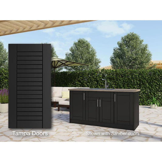 Tampa Pitch Black 13 piece 67.25 in. x 34.5 in. x 25.5 in. Outdoor Kitchen Cabinet Island set