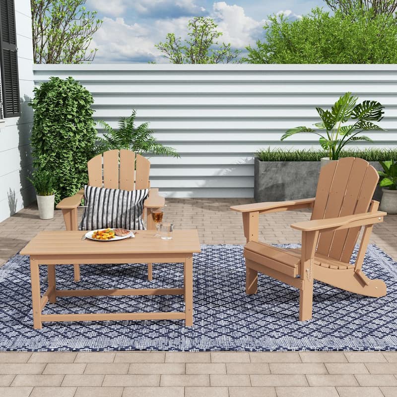 Star Teak Outdoor Poly Plastic Adirondack Chair Set with Coffee Table (3-Pieces)