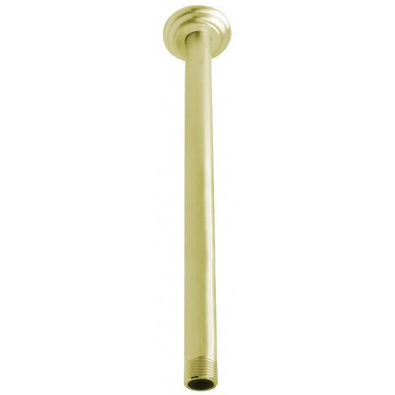 1/2 in. IPS x 12 in. Round Ceiling Mount Shower Arm with Flange, Polished Brass