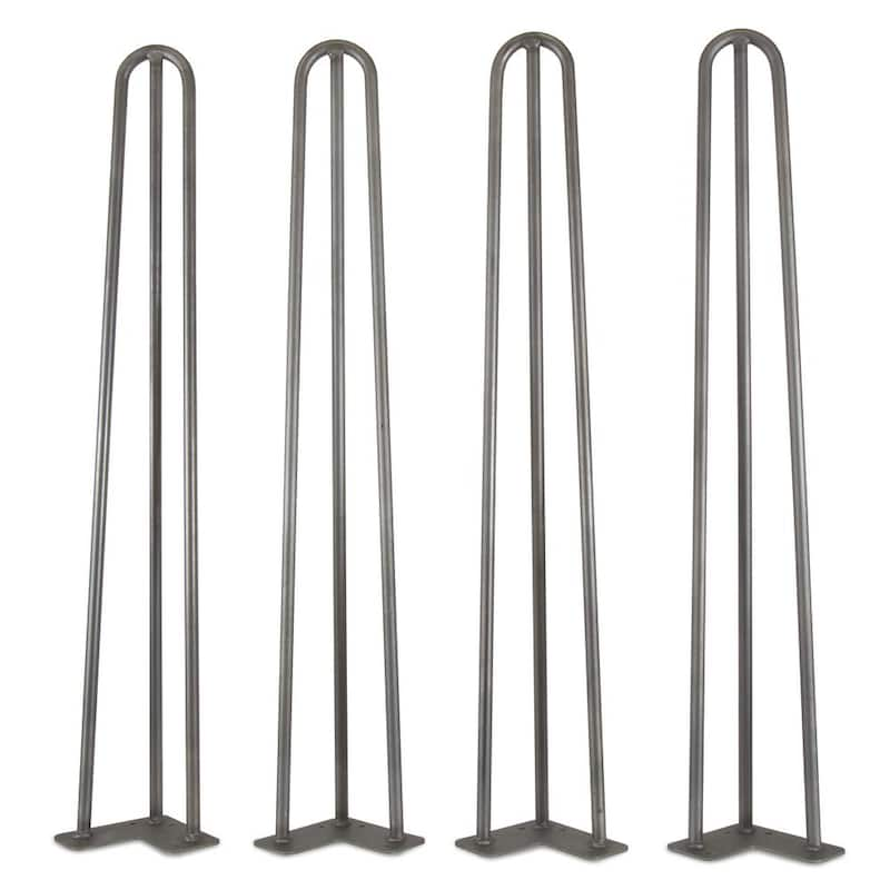 1/2 in. Dia. 28 in. Mid-Century Modern Raw Steel Hairpin Table Legs, (4-Pack)