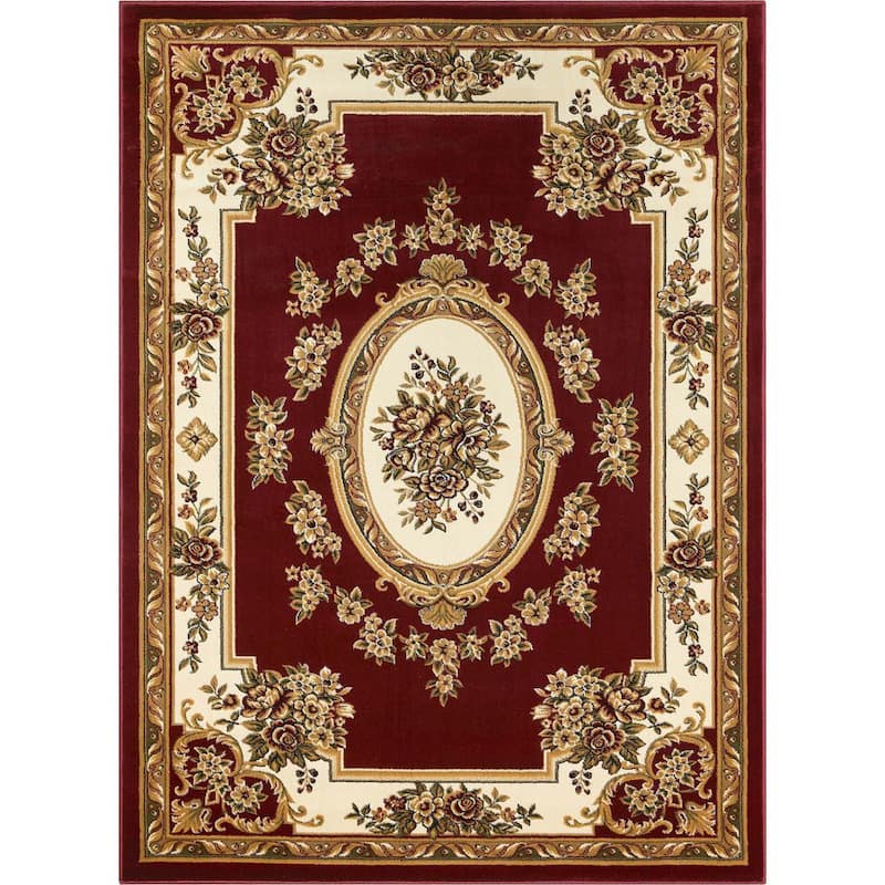 Timeless Le Petit Palais Red 7 ft. x 9 ft. Traditional Classical Area Rug