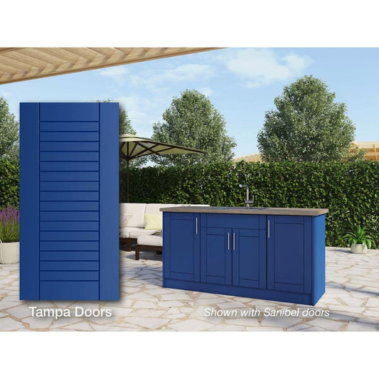 Tampa Reef Blue 13 piece 67.25 in. x 34.5 in. x 25.5 in. Outdoor Kitchen Cabinet Island set