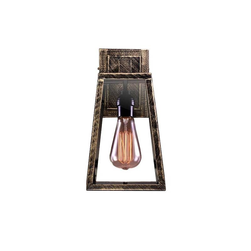 1-Light Taylor Black Wall Light with Rustic Metallic Glass