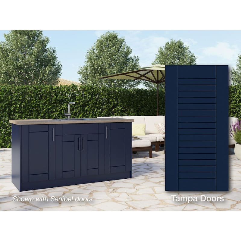 Tampa Sapphire Blue 13 Piece 67.25 in. x 34.5 in. x 25.5 in. Outdoor Kitchen Cabinet Island set