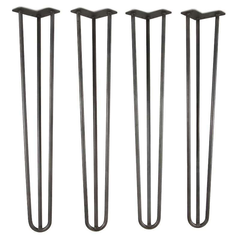 1/2 in. Dia 28 in. Mid-Century Modern Satin Black Hairpin Table Legs, (4-Pack)