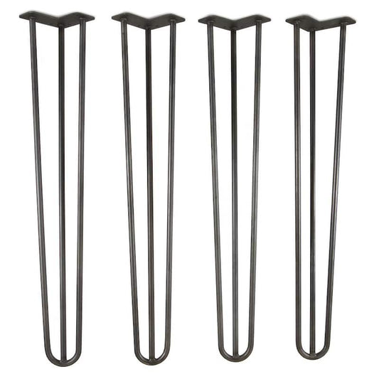 1/2 in. Dia 28 in. Mid-Century Modern Satin Black Hairpin Table Legs, (4-Pack)