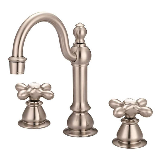 Vintage Classic 8 in. Widespread 2-Handle High Arc Bathroom Faucet with Pop-Up Drain in Satin Nickel