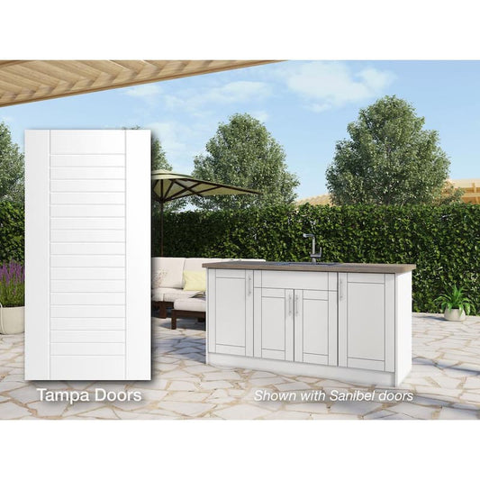 Tampa Shell White 13 piece 67.25 in. x 34.5 in. x 25.5 in. Outdoor Kitchen Cabinet Island set