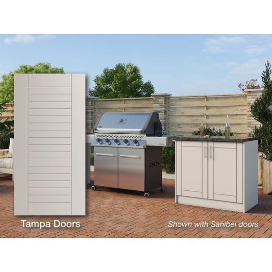 Tampa Shoreline Gray 16-Piece 73.25 in. x 34.5 in. x 25.5 in. Outdoor Kitchen Cabinet Island Set