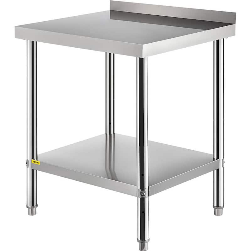 Stainless Steel Prep Table 36 x 24 x 35 in. Heavy Duty Metal Worktable with Adjustable Undershelf Kitchen Utility Tables