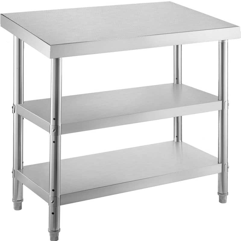 Stainless Steel Prep Table 48 x 18 x 33.7 in. BBQ Prep Table with Adjustable Undershelf Heavy Duty Kitchen Utility Table