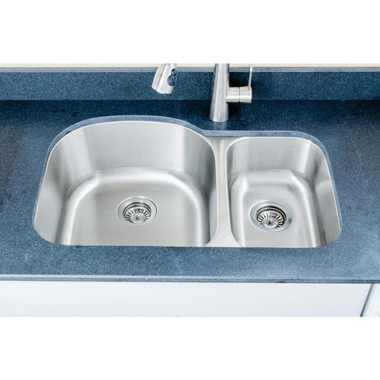 The Craftsmen Series Undermount Stainless Steel 32 in. 70/30 Double Bowl Kitchen Sink