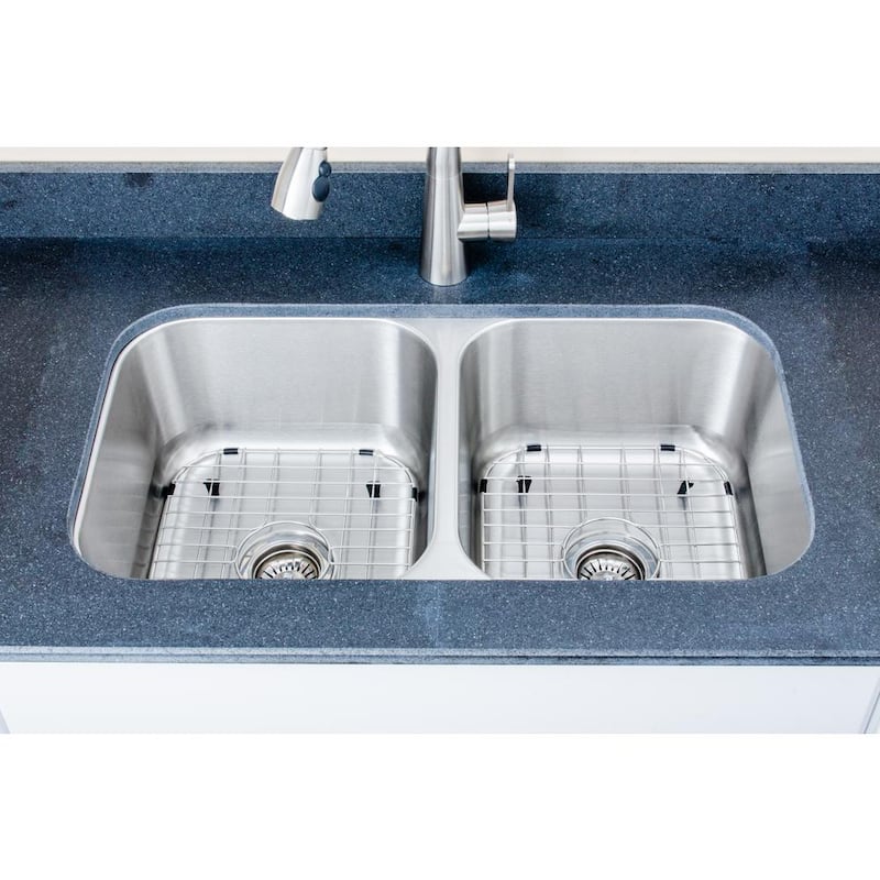 The Craftsmen Series Undermount 33 in. Stainless Steel 50/50 Double Bowl Kitchen Sink Package