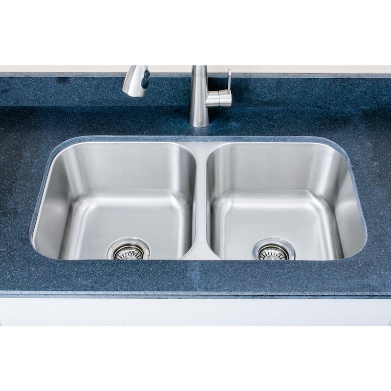 The Craftsmen Series Undermount Stainless Steel 33 in. 50/50 Double Bowl Kitchen Sink