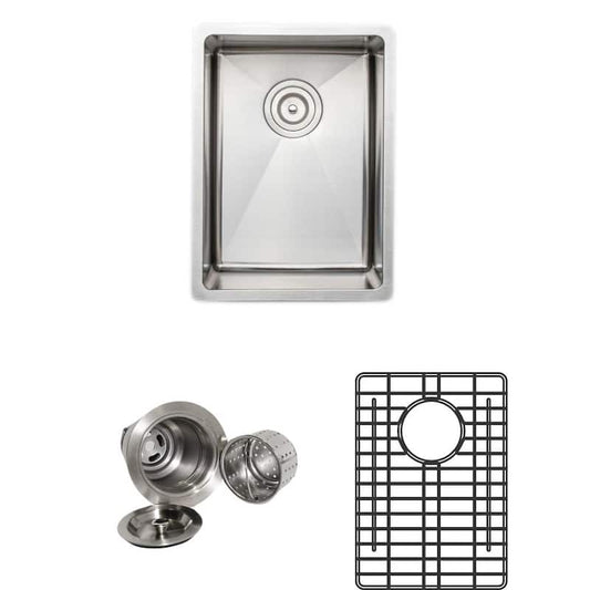 The Chefs Series Undermount 14 in. Stainless Steel Handmade Single Bowl Kitchen Sink Package