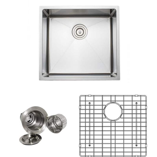 The Chefs Series Undermount 21 in. Stainless Steel Handmade Single Bowl Kitchen Sink Package