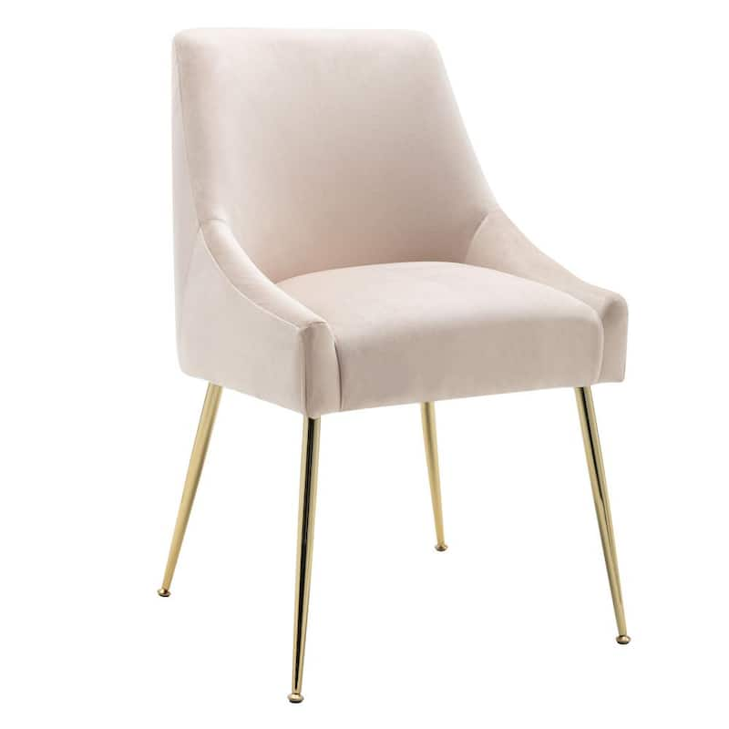 Trinity Tan Upholstered Velvet Accent Chair With Metal Legs