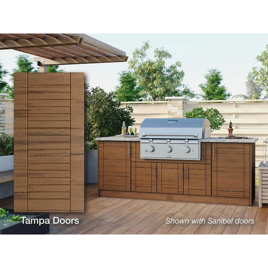 Tampa Teak 14-Piece 91.25 in. x 34.5 in. x 28.5 in. Outdoor Kitchen Cabinet Island Set