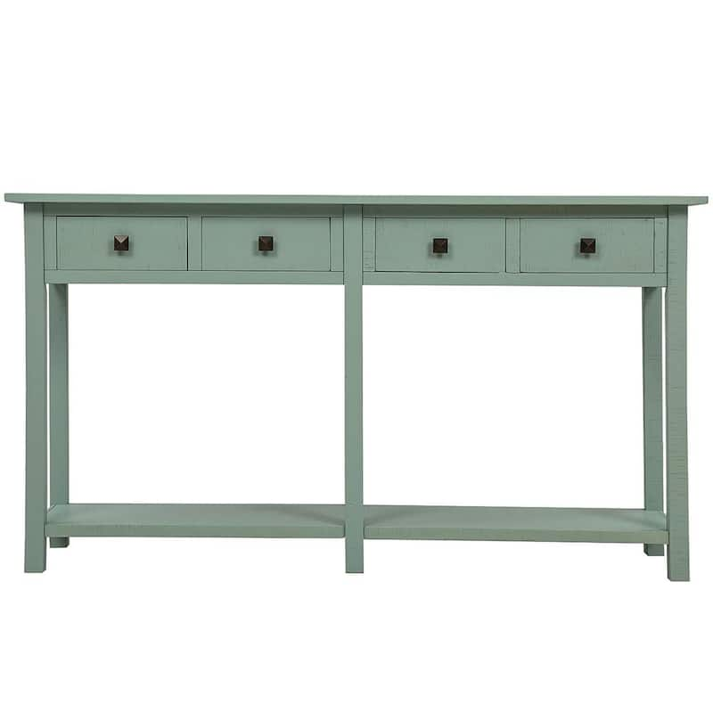 Treyton 59 in. Tiffany Blue Rectangle Wood Console Table with 4-Drawers