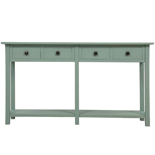 Treyton 59 in. Tiffany Blue Rectangle Wood Console Table with 4-Drawers