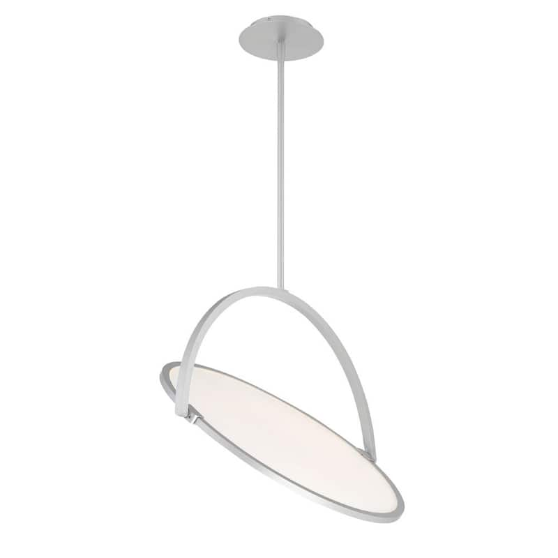 Vanity 23 in. 240-Watt Equivalent Integrated LED Titanium Pendant with Acrylic Shade