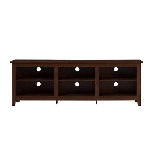 Walker Edison 70 in. Traditional Brown MDF TV Stand 70 in. with Adjustable Shelves