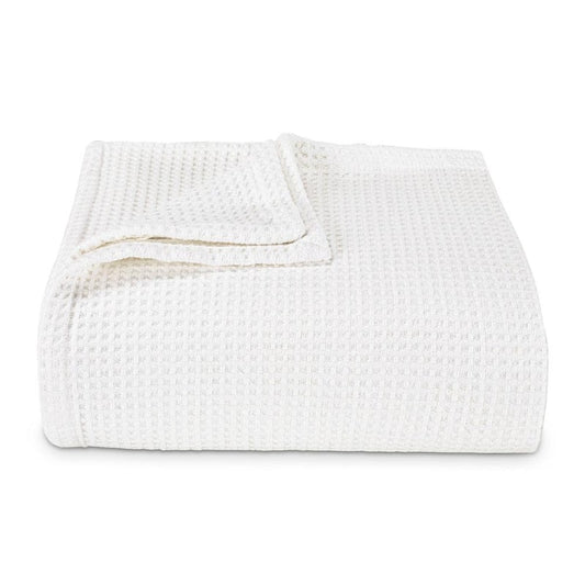 Waffleweave 1-Piece White Cotton King Blanket