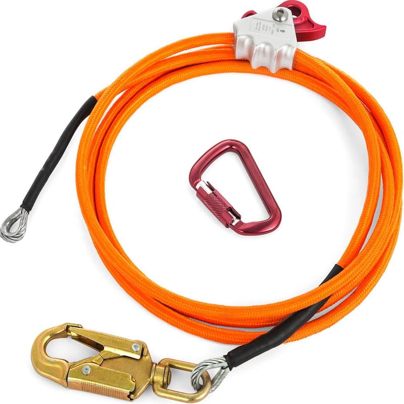 1/2 in. x 10 ft. Wire Core Flipline with Triple Lock Carabiner Core Lanyard Steel Wire Core Flip Line Kit