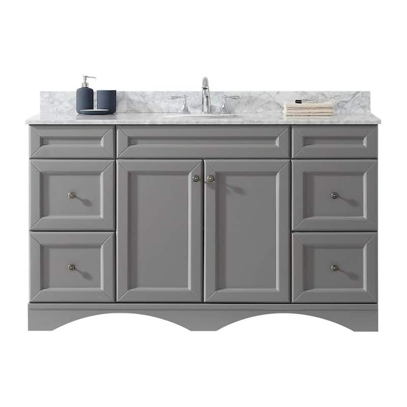 Talisa 60 in. W Single Bath Vanity in Grey with Marble Vanity Top and Round Basin