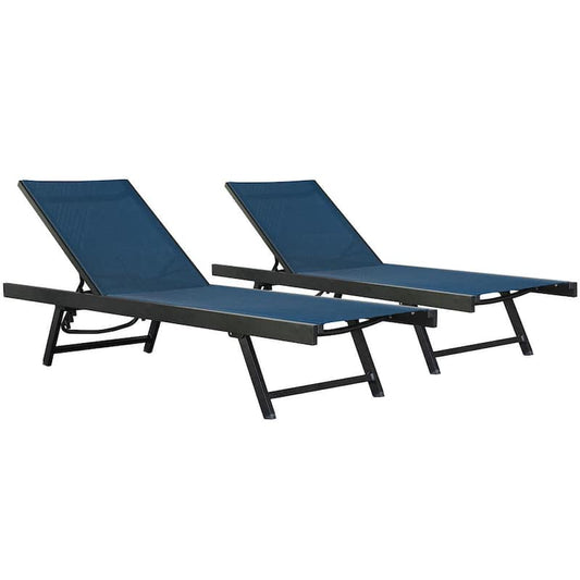 Urban Sun Lounger Navy 2-Piece Sling Outdoor Chaise Loungers