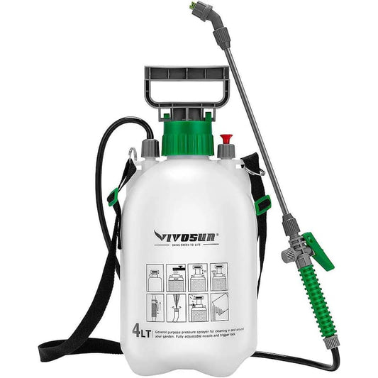 1 Gal. Pump Pressure Sprayer with 3 Water Nozzles and Adjustable Shoulder Strap