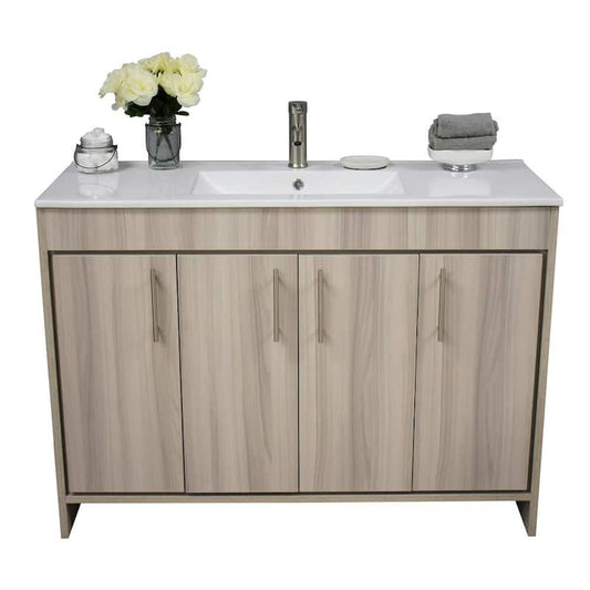 Villa 48 in. W x 18 in D Bath Vanity in Ash Gray with Ceramic Vanity Top in White with White Basin