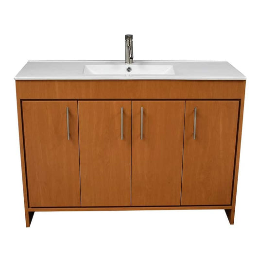 Villa 48 in. W x 18 in D Bath Vanity in Honey Maple with Ceramic Vanity Top in White with White Basin