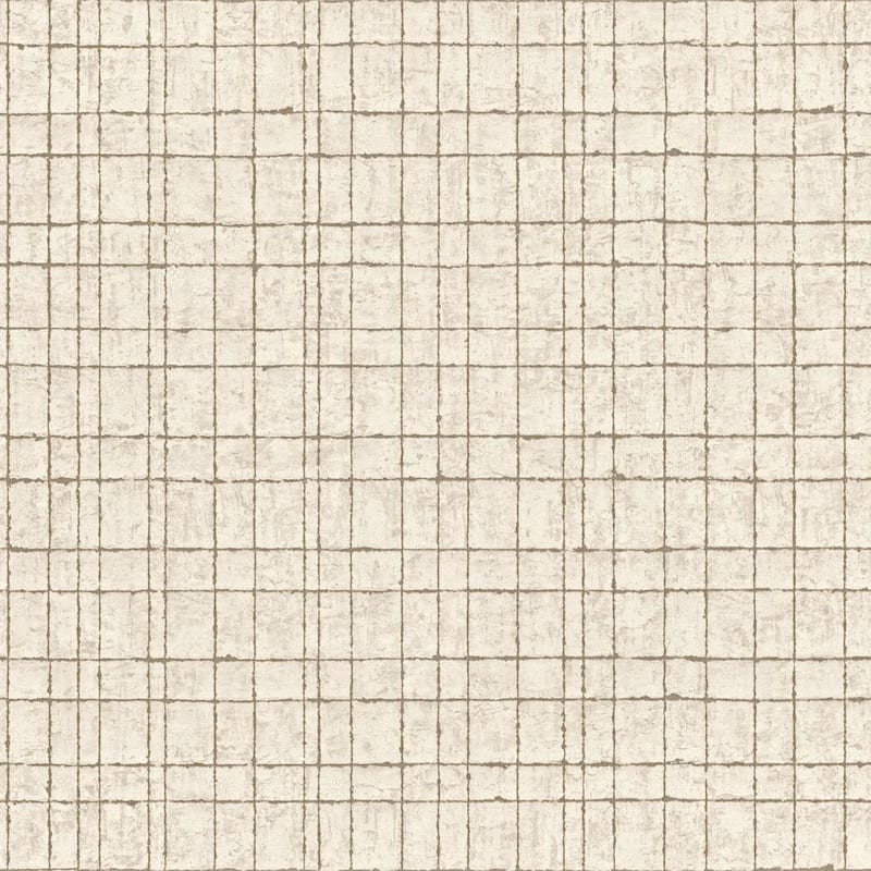 WeatheRed Grid Wallpaper Beige Paper Strippable Roll (Covers 57 sq. ft.)