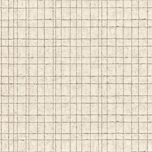 WeatheRed Grid Wallpaper Beige Paper Strippable Roll (Covers 57 sq. ft.)