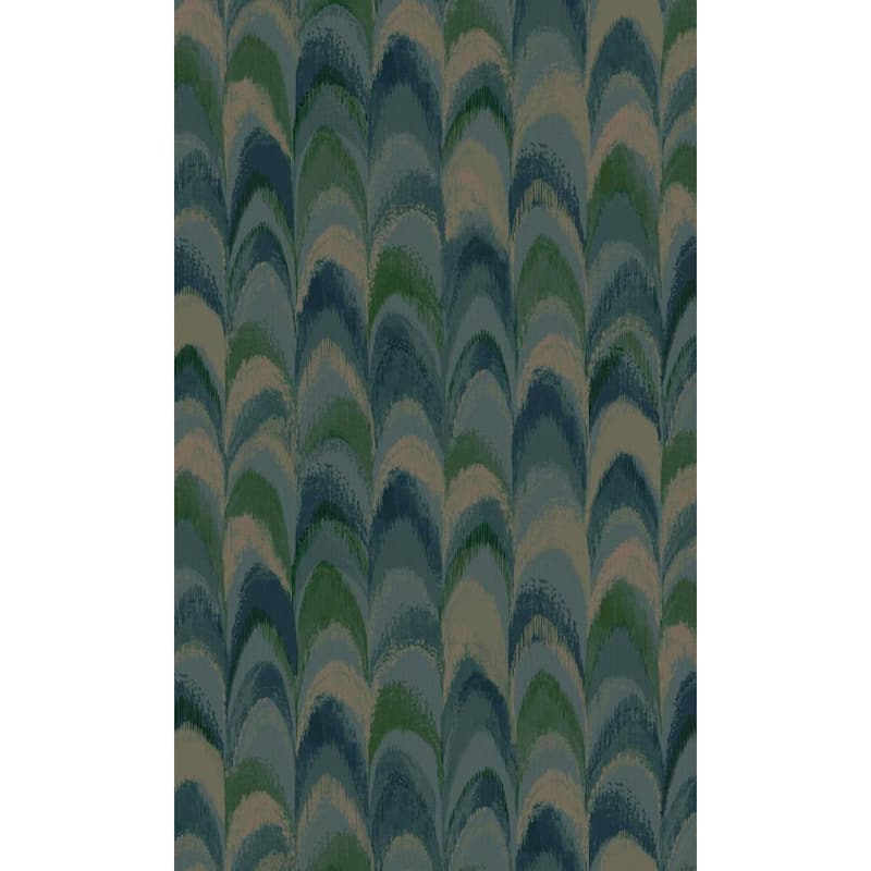 Teal Peacock Feather Inspired Geometric Wallpaper with Non-Woven Material Non-Pasted Covered 57 sq. ft. Double Roll