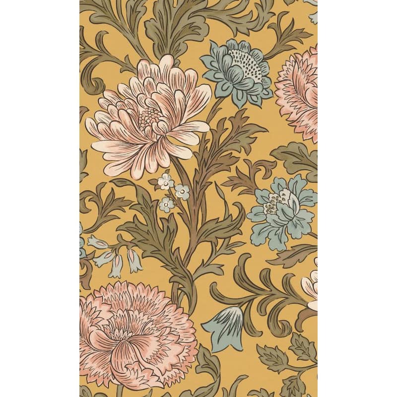 Yellow and Pink Bold Leaves and Flowers Tropical Shelf Liner Non- Woven Non-Pasted Wallpaper (57 sq. ft.) Double Roll