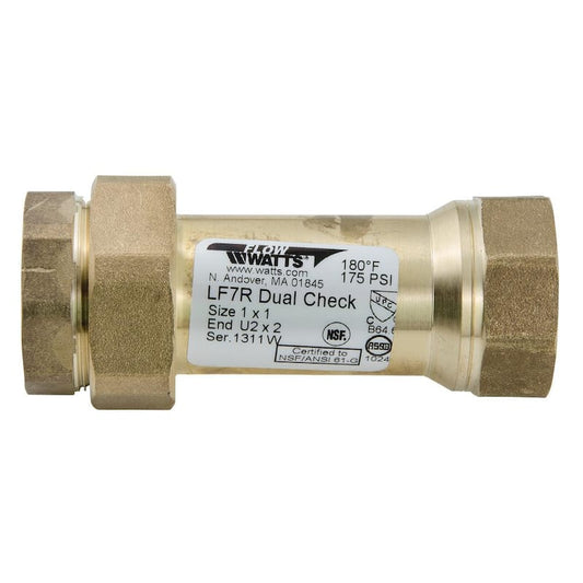 1 in. Lead-Free Brass MPT Dual Check Valve