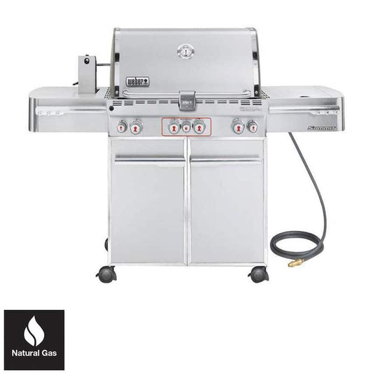 Summit S-470 4-Burner Natural Gas Grill in Stainless Steel with Built-In Thermometer and Rotisserie