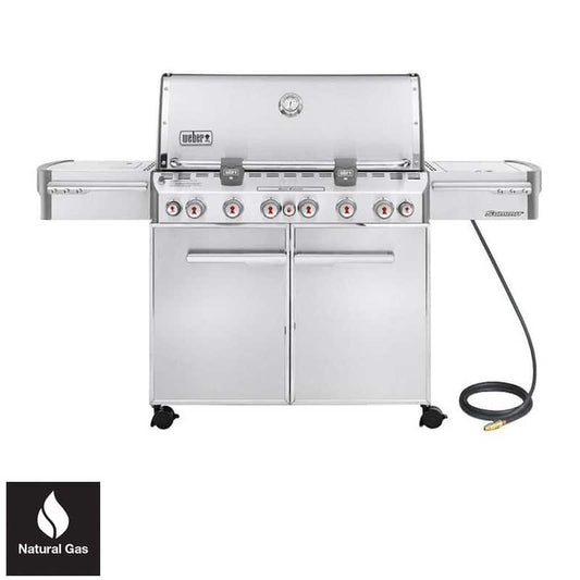 Summit S-670 6-Burner Natural Gas Grill in Stainless Steel with Built-In Thermometer and Rotisserie