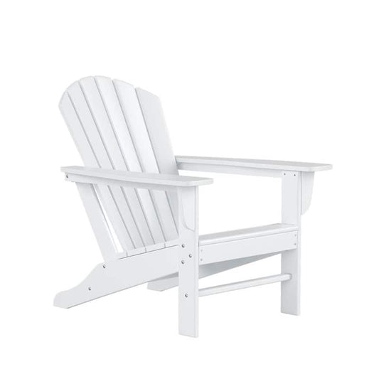 Vesta White Plastic Outdoor Adirondack Chair With Ottoman and Table Set (5-Piece)