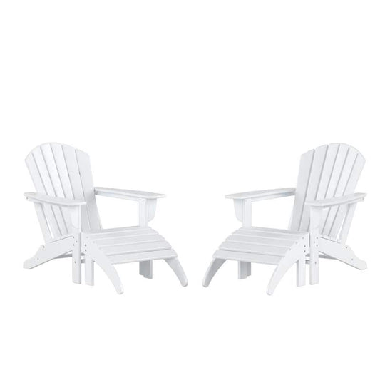 Vesta White Plastic Outdoor Adirondack Chair With Ottoman (2-Pack)