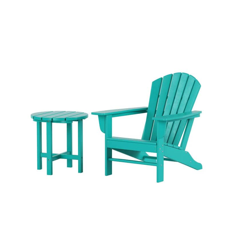 Vesta Turquoise 2-Piece Plastic Outdoor Adirondack Chair and Table Set