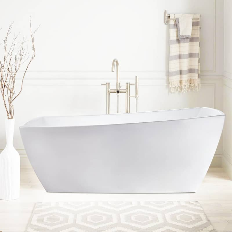 Sorgue 67 in. Acrylic Flatbottom Freestanding Bathtub in White