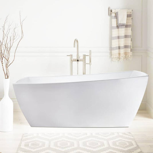 Sorgue 67 in. Acrylic Flatbottom Freestanding Bathtub in White