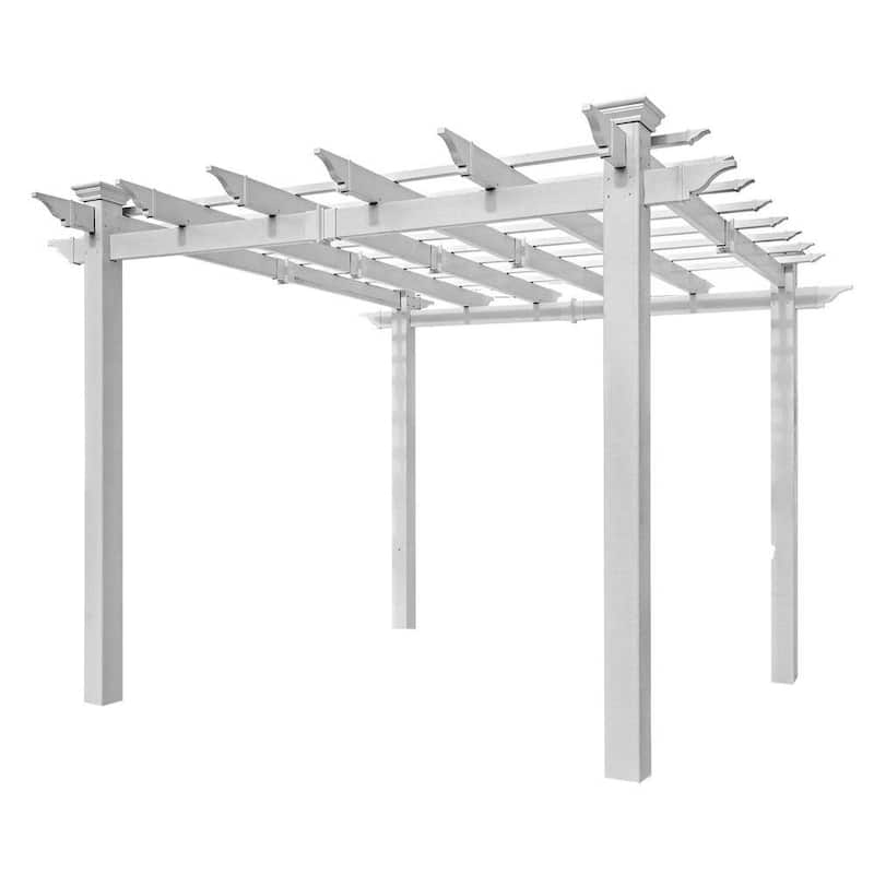 106L x 106W x 94H Vinyl Mirage Pergola, White, VA42033