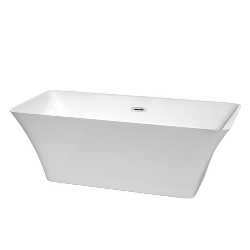 Tiffany 67 in. Acrylic Flatbottom Center Drain Soaking Tub in White