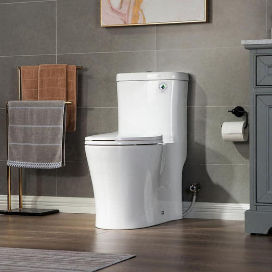 Tango 1-Piece 1.0/1.6 GPF High Efficiency Dual Flush Elongated All-In One Toilet with Soft Closed Seat Included in White