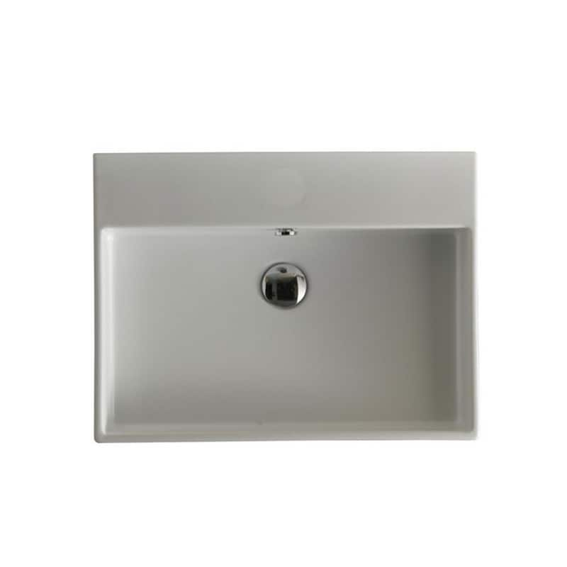 Unlimited 70 Wall Mount / Vessel Bathroom Sink in Ceramic White without Faucet Hole